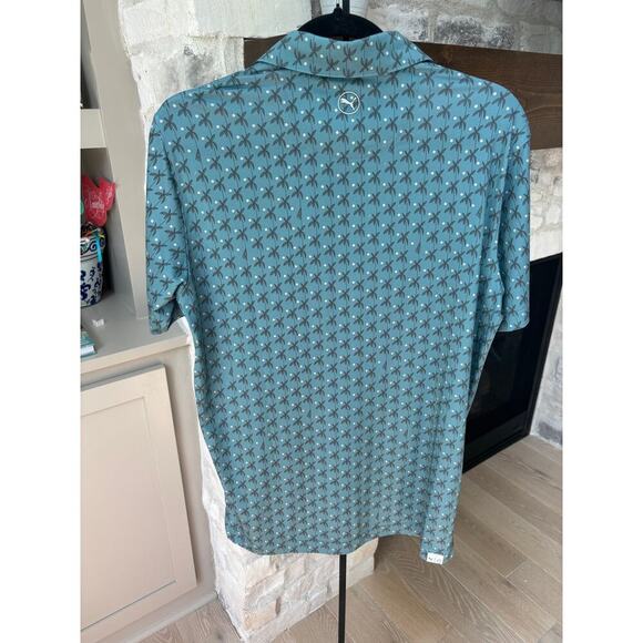 PUMA Men's Bold Blue Slate Sky MATTR Palms Polo Shirt Size S - Picture 4 of 8